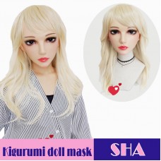 (Sha)Crossdress Sweet Girl Resin Half Head Female Kigurumi Mask With BJD Eyes Cosplay Anime Doll Mask